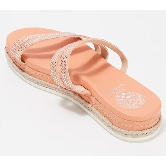 Vince Camuto Sandals Slide Women ~ US 9M Rallsan Strappy Coral Leather NEW - Picture 2 of 10